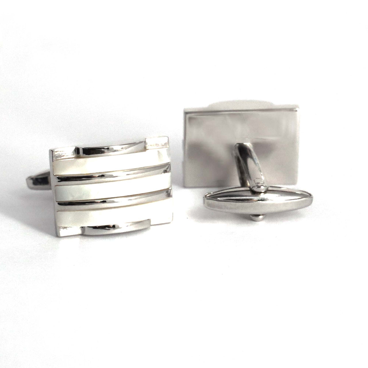 Mother of Pearl stripe rectangle cufflinks