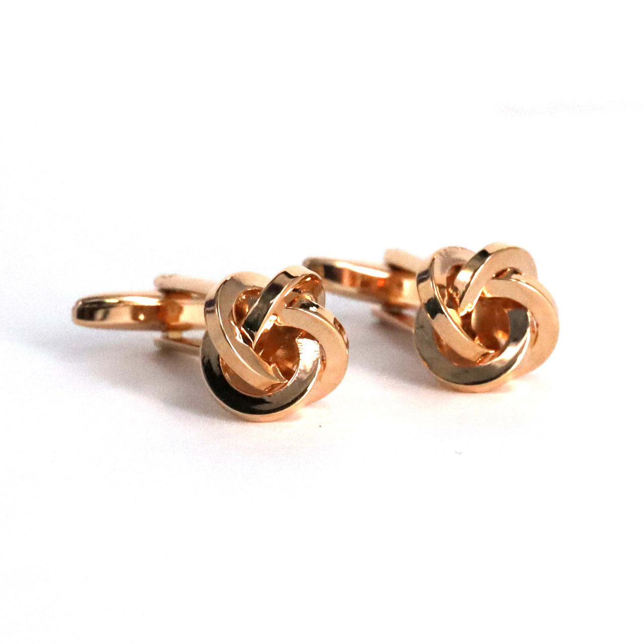 Rose Gold Knot Cufflink with Flat Wire