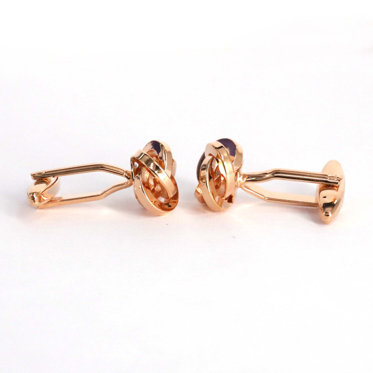 Rose Gold Knot Cufflink with Flat Wire