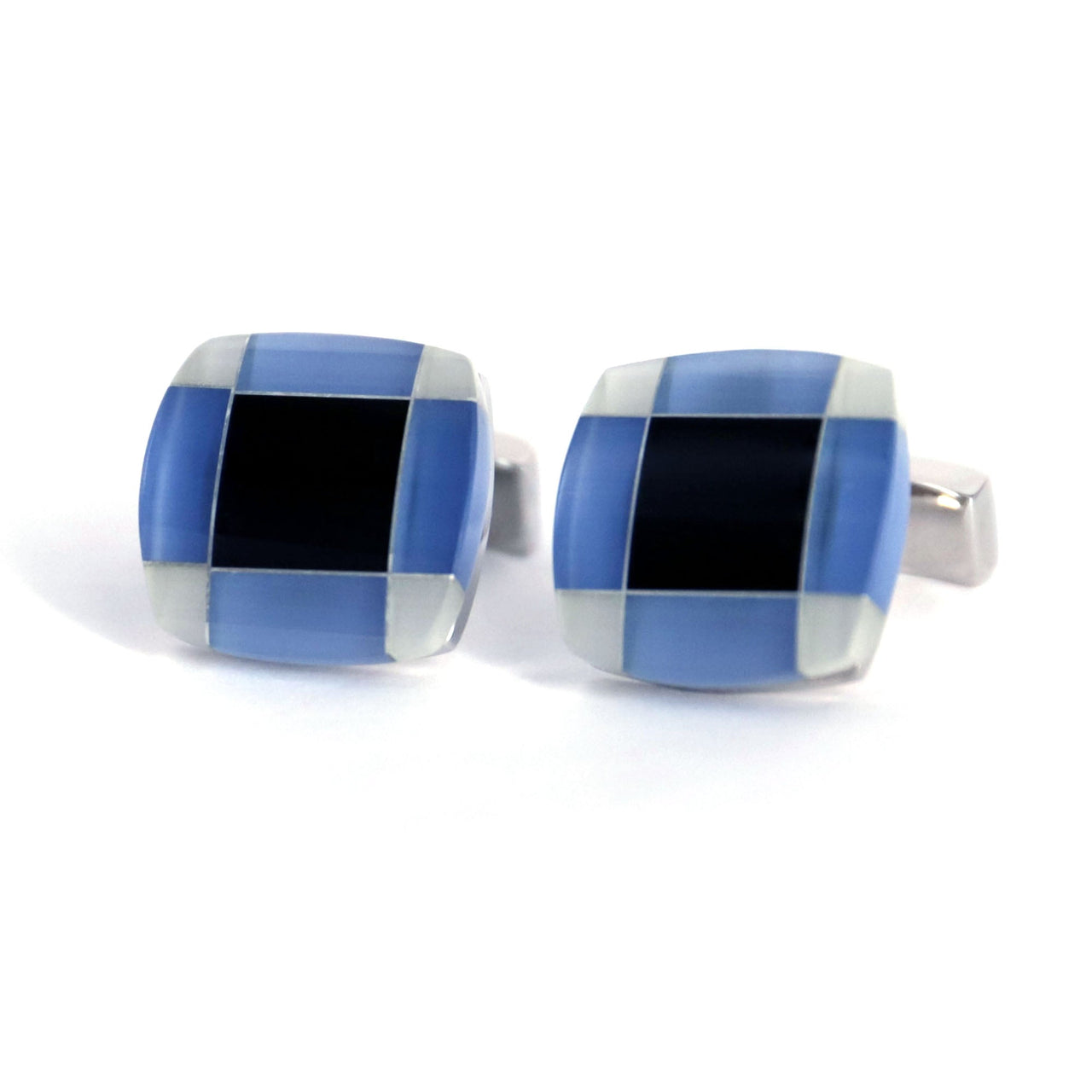 MarZthomson Light Blue Tartan Fusion Square Cufflinks