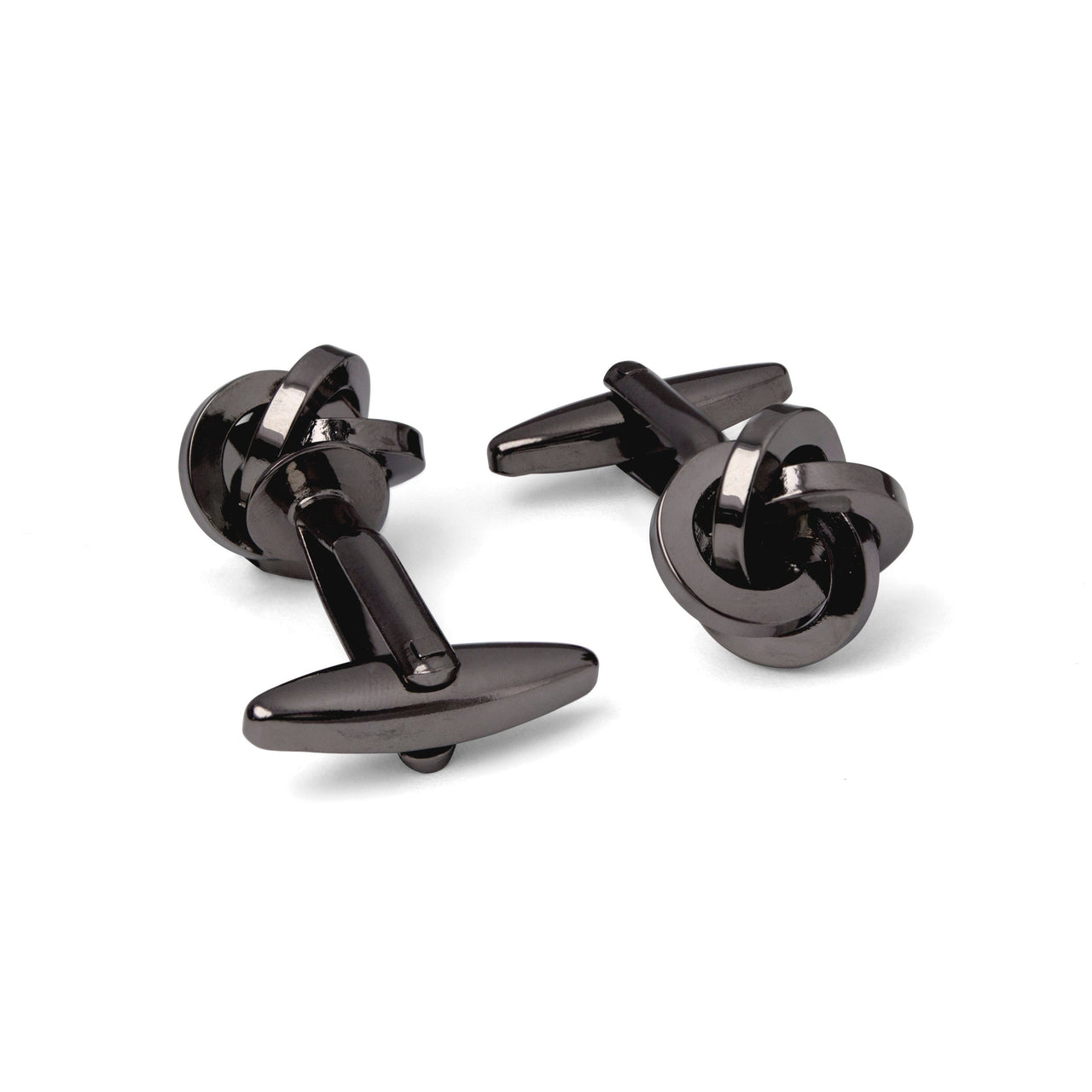 Gunmetal Knot Cufflink with Flat Wire