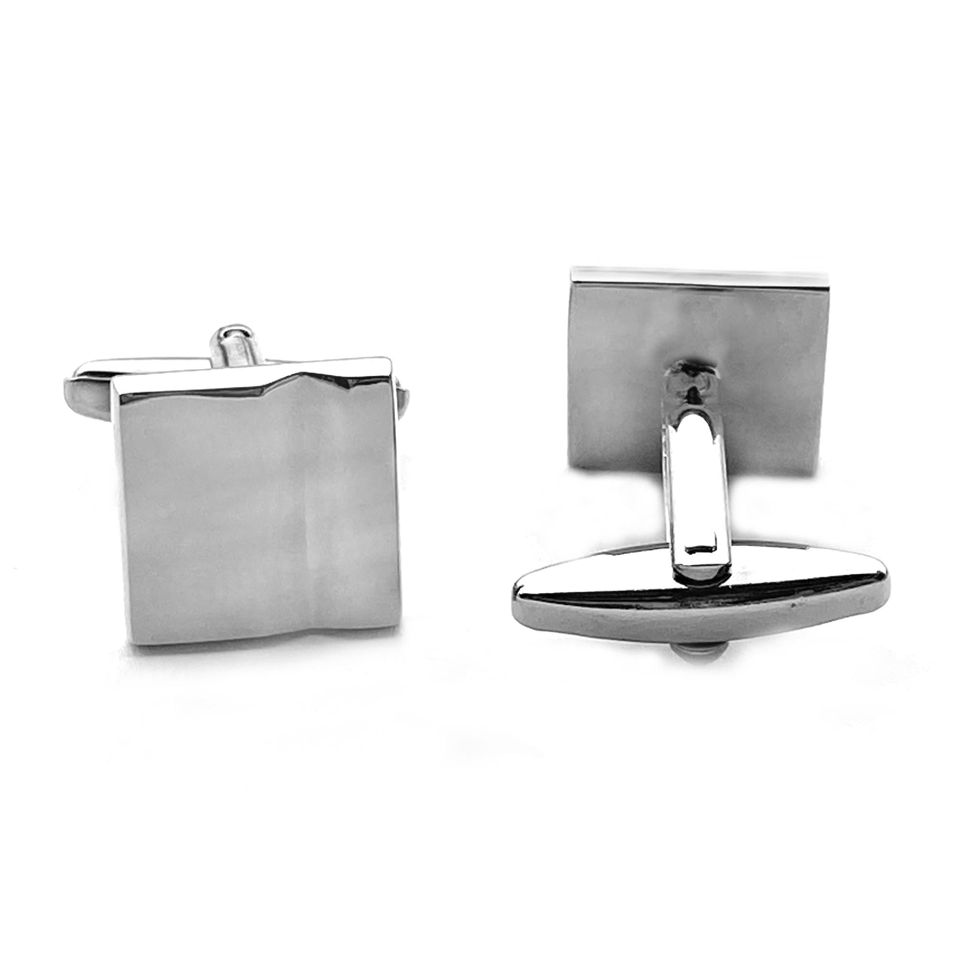 Silver Square With Curve Cufflinks