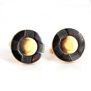 Gold Round Cufflinks with Gunmetal Elements