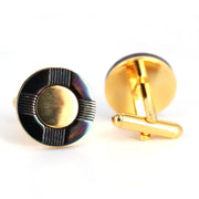 Gold Round Cufflinks with Gunmetal Elements