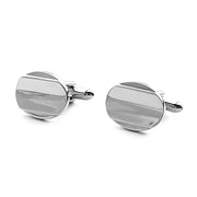 Silver Oval With Central Curve Cufflinks