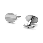 Silver Oval With Central Curve Cufflinks