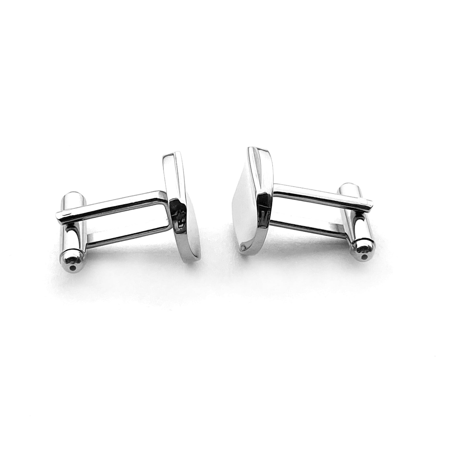 Silver Oval With Central Curve Cufflinks