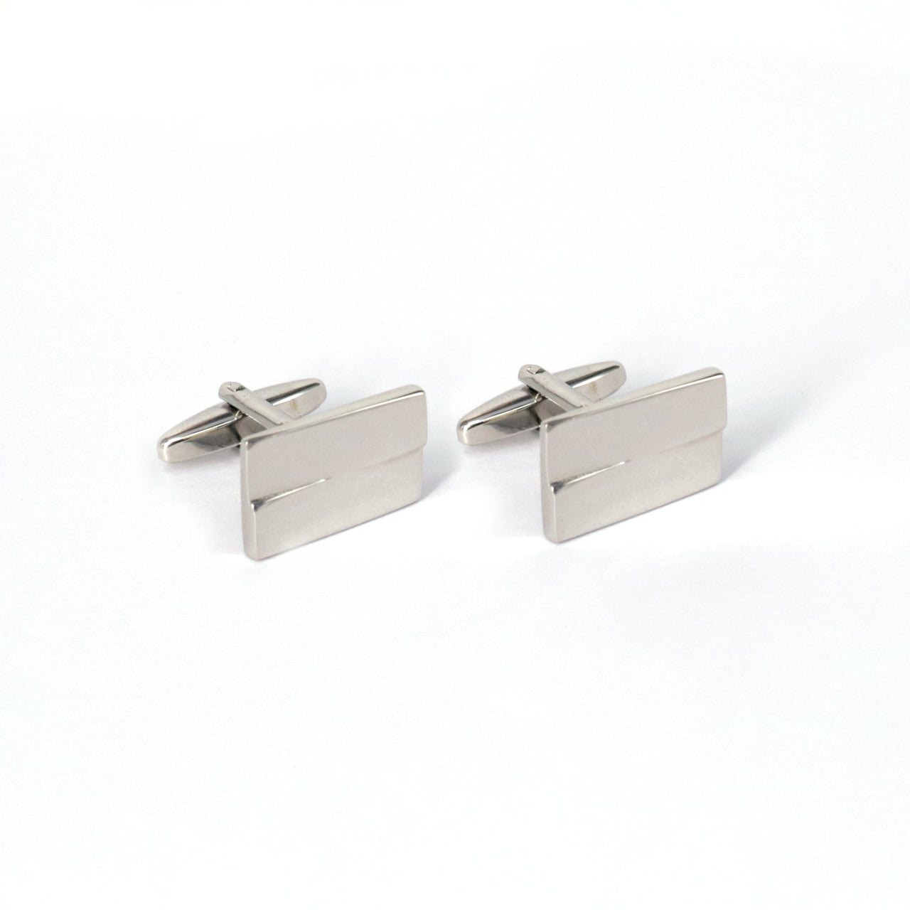 Classic Rectangle Silver Cufflinks with Detailing