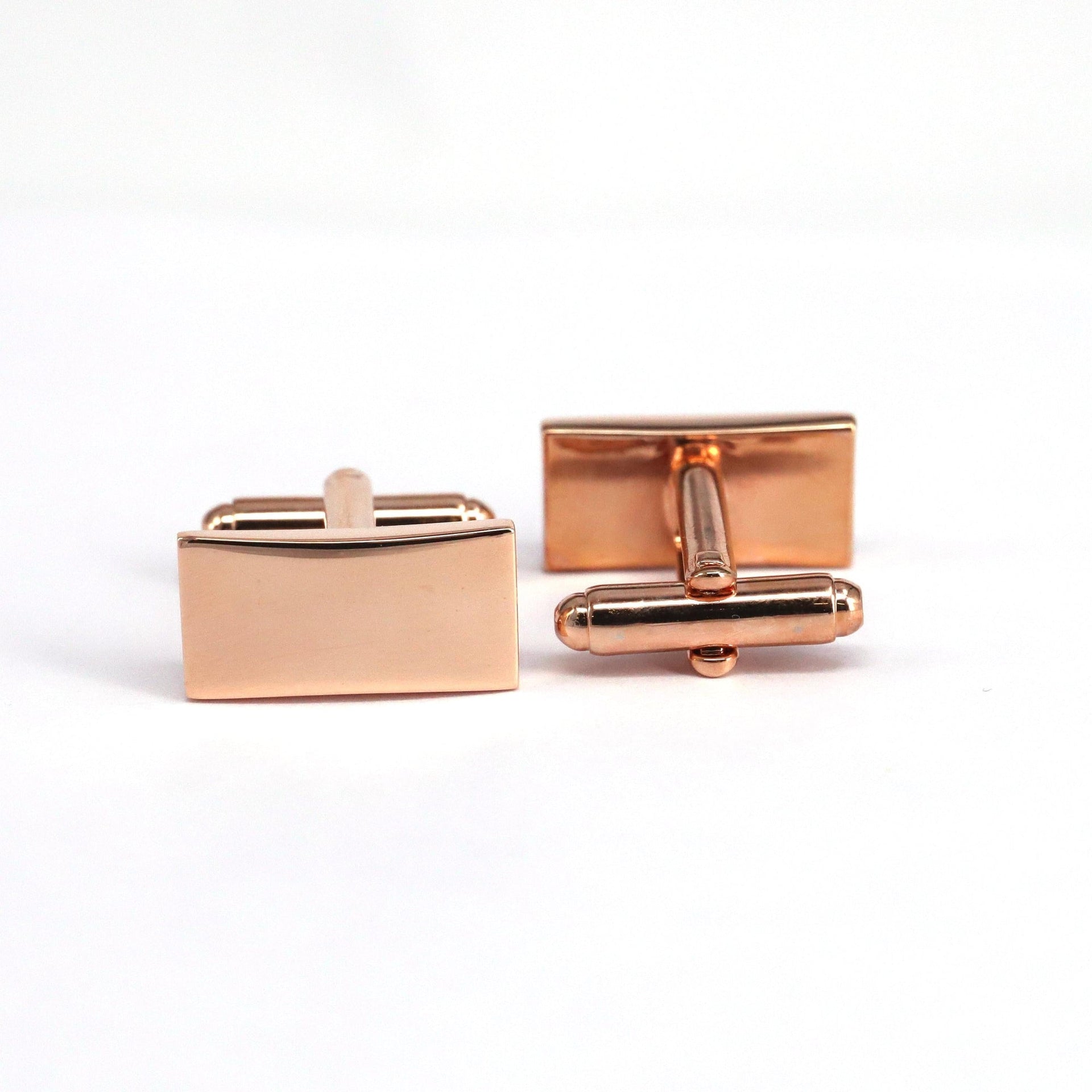 Classic Rose Gold Plain Rectangle Cufflinks M