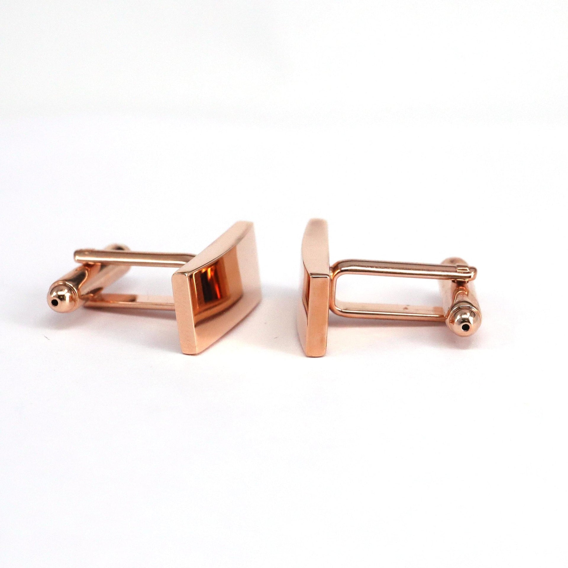 Classic Rose Gold Plain Rectangle Cufflinks M