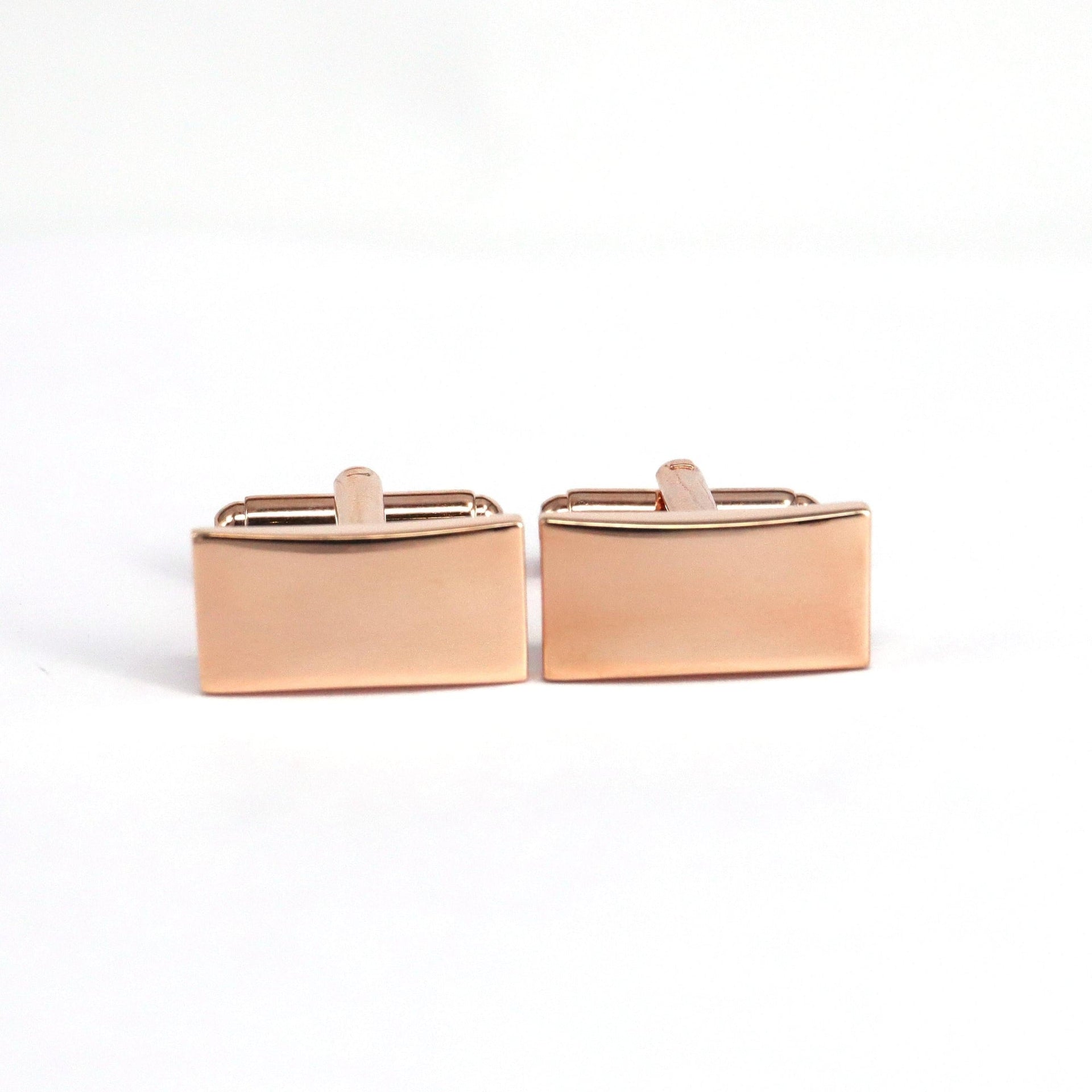 Classic Rose Gold Plain Rectangle Cufflinks M