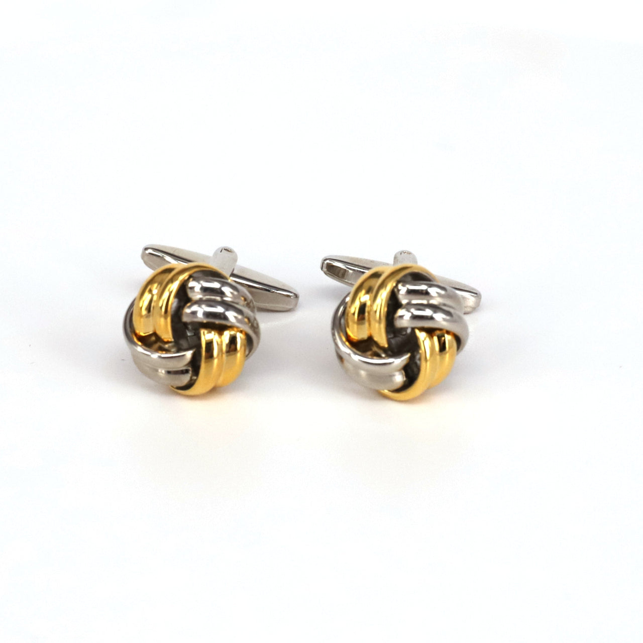 Classical Gold and Silver Tone knot Brass Cufflinks