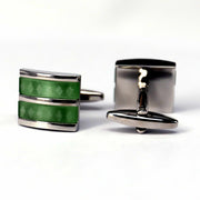 Fiber Glass Rectangle cufflinks with Silver Inserts