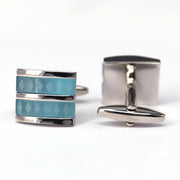 Fiber Glass Rectangle cufflinks with Silver Inserts