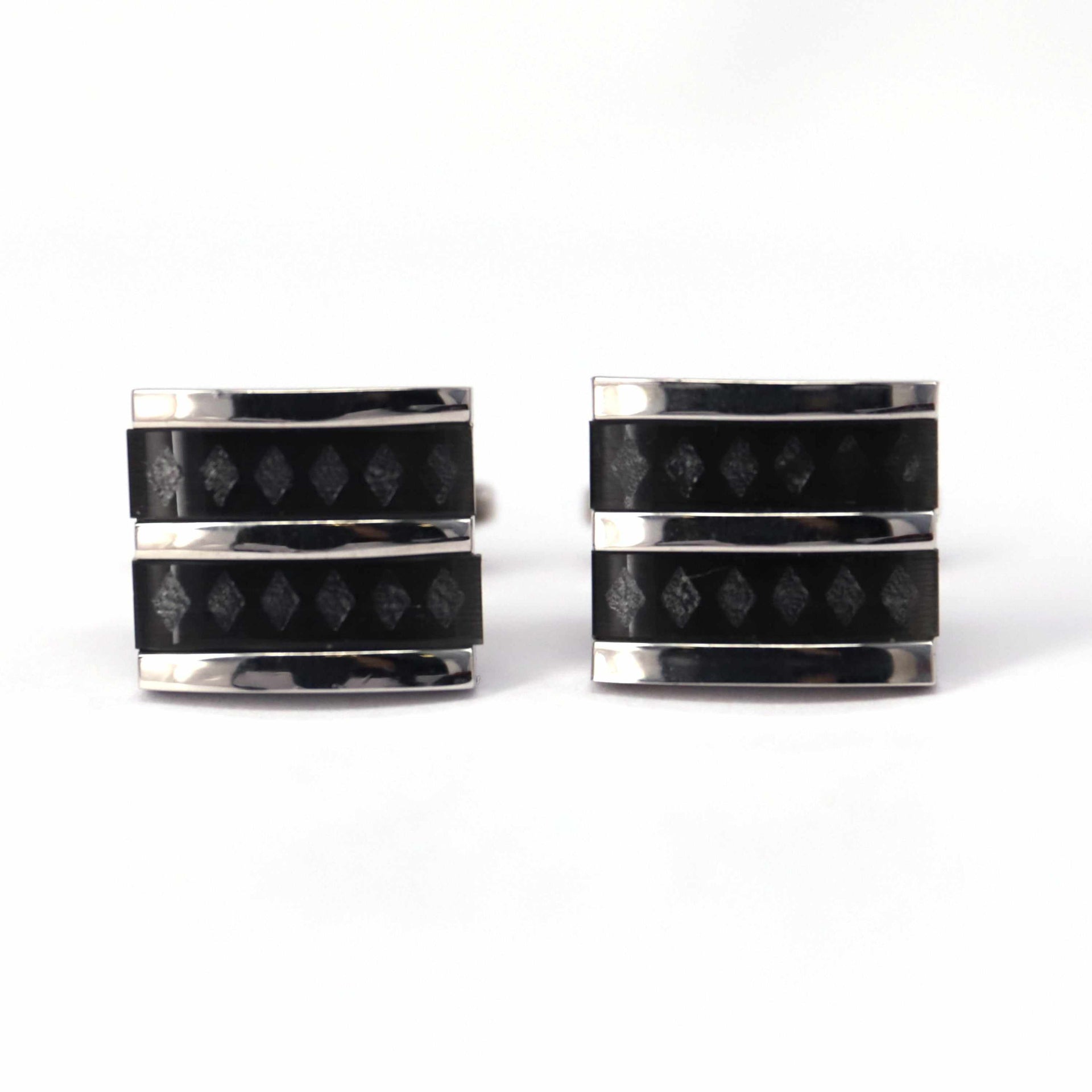 Fiber Glass Rectangle cufflinks with Silver Inserts