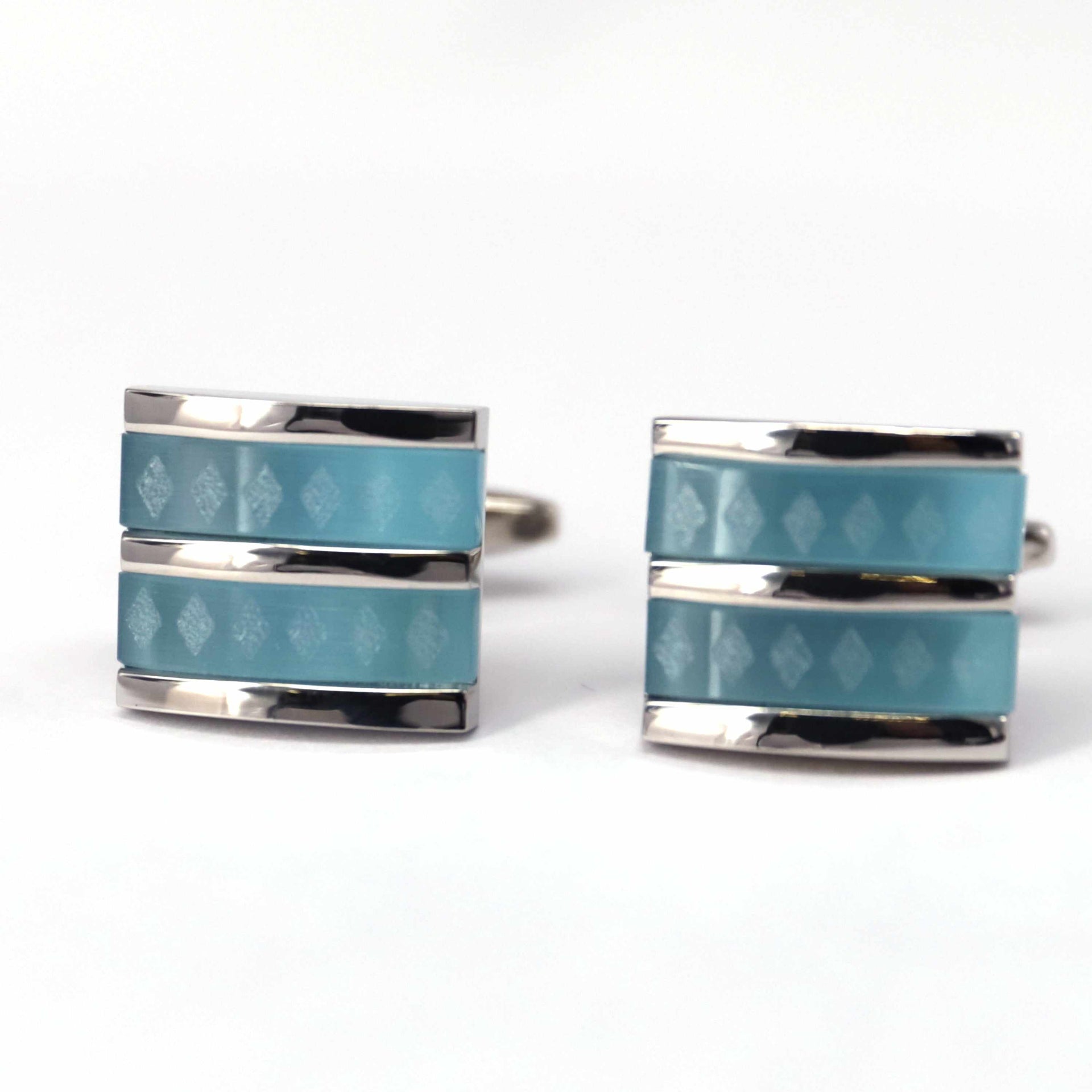 Fiber Glass Rectangle cufflinks with Silver Inserts