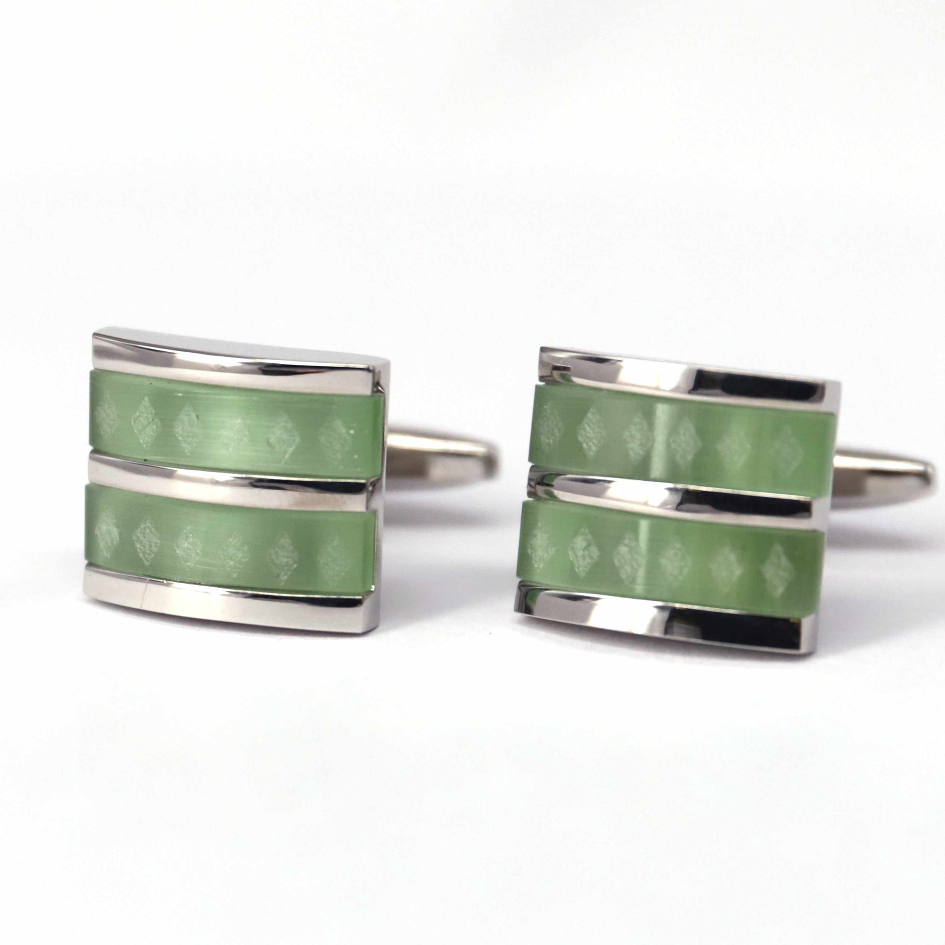 Fiber Glass Rectangle cufflinks with Silver Inserts