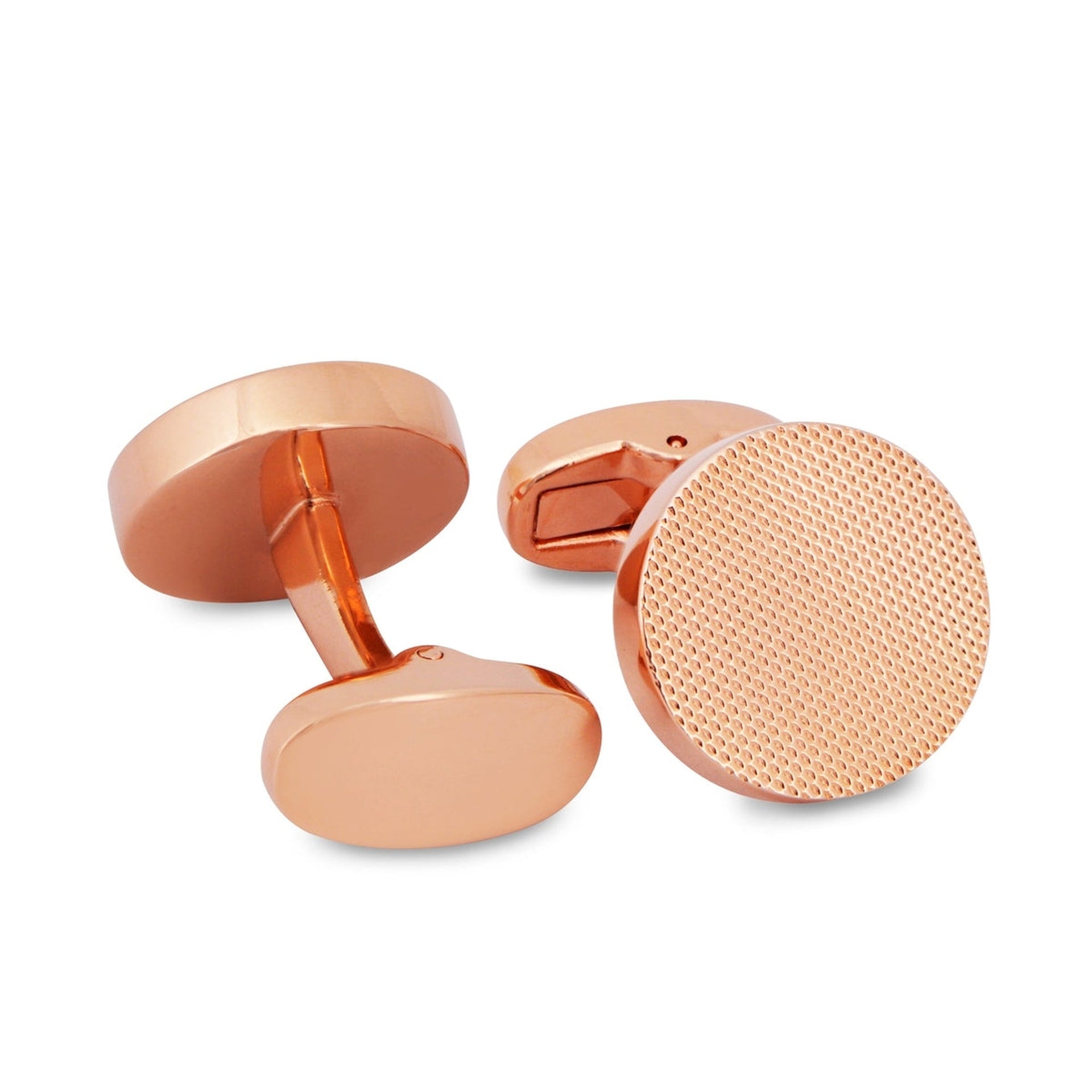 Marzthomson Classic Round Rose Gold Textured Cufflinks