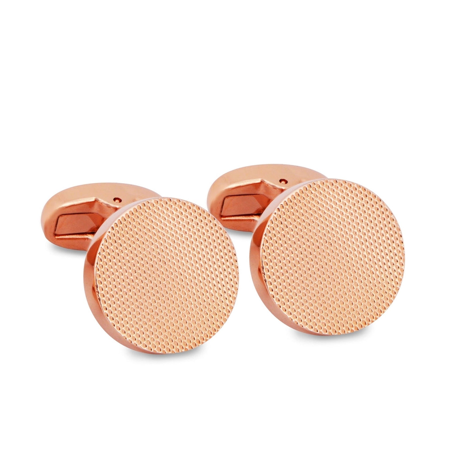 Marzthomson Classic Round Rose Gold Textured Cufflinks