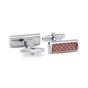 Marzthomson Rectangle Cufflinks with Pastel Pink Diamond Shape Details M