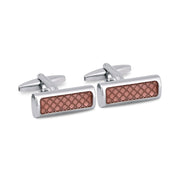 Marzthomson Rectangle Cufflinks with Pastel Pink Diamond Shape Details M