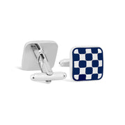 MarzthomsonDark Blue and Silver Checkered Cufflinks