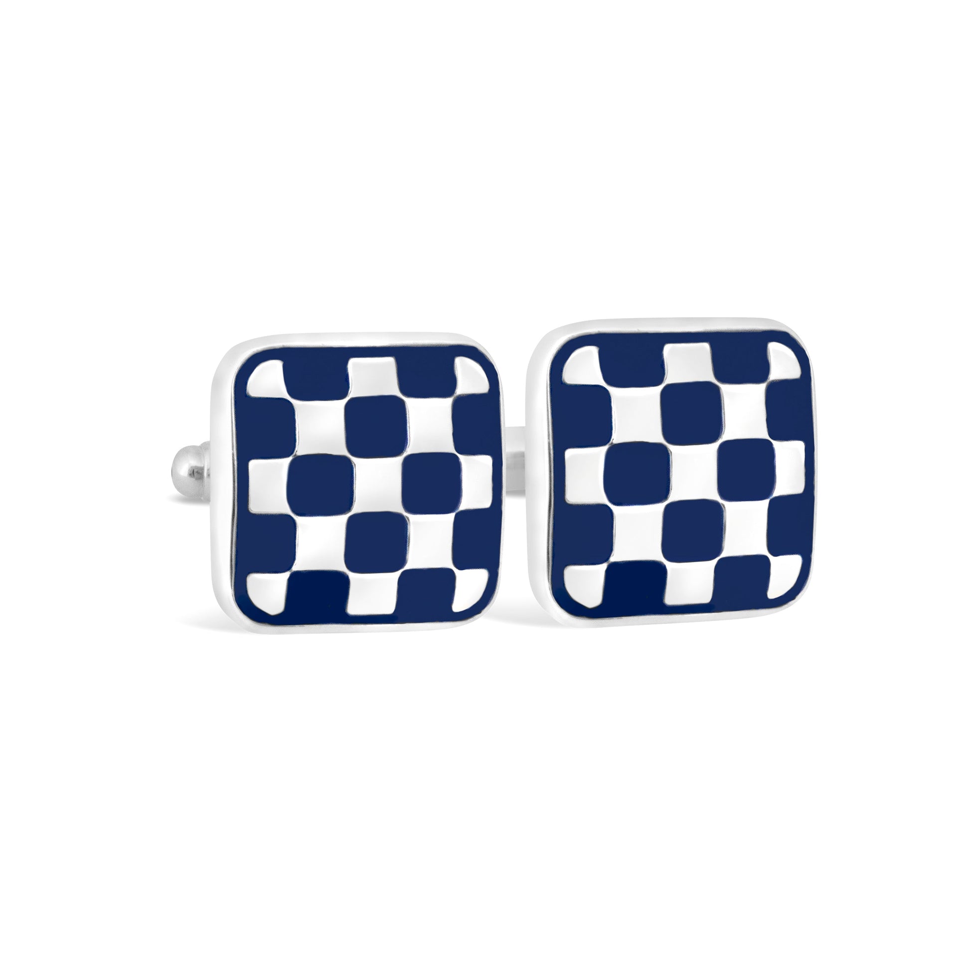 MarzthomsonDark Blue and Silver Checkered Cufflinks