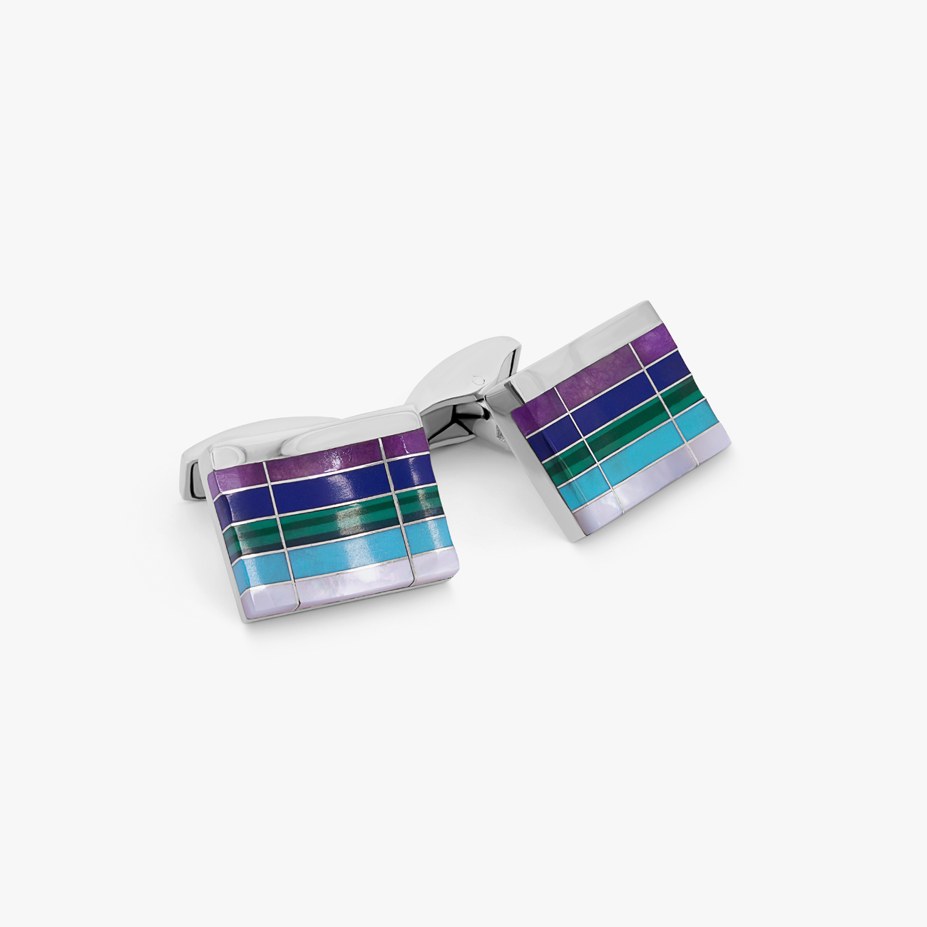 Mosaic City Line rectangular cufflinks in multicolour tones