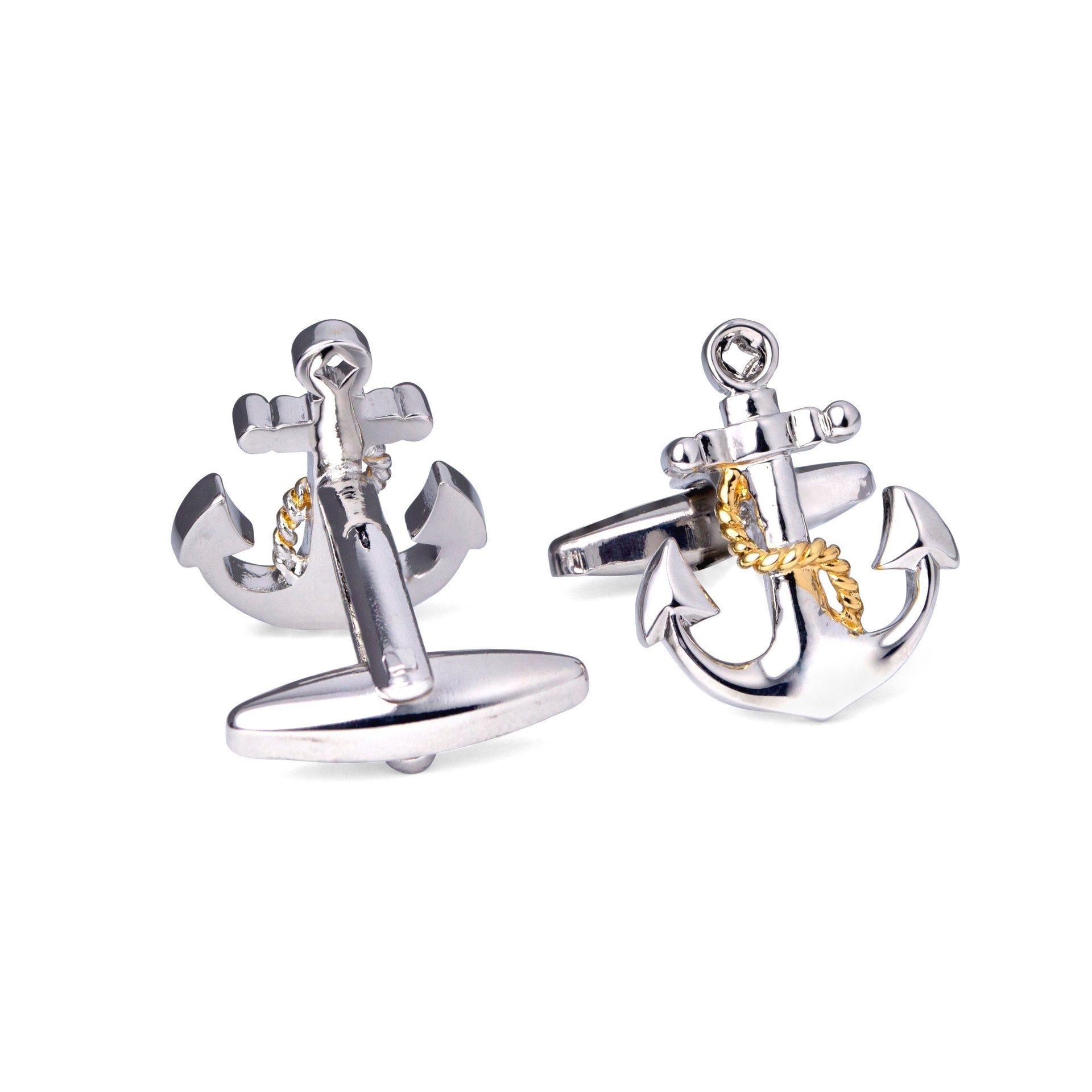 Nautical Anchor with Gold Rope Cufflinks M