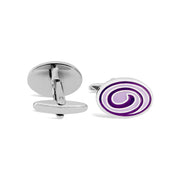 Oval Swirl Purple Enamel Cufflinks A3