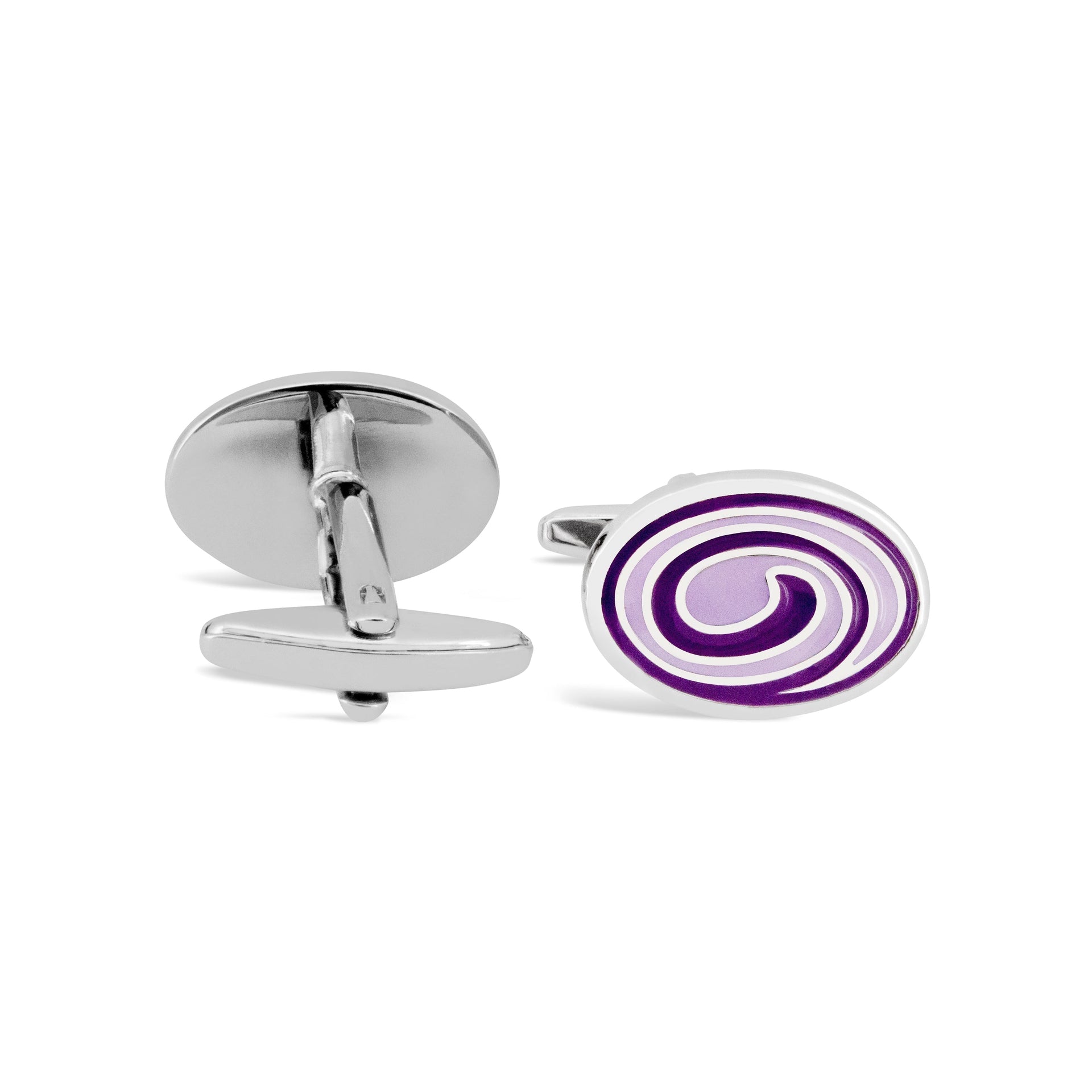 Oval Swirl Purple Enamel Cufflinks A3