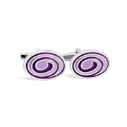 Oval Swirl Purple Enamel Cufflinks A3