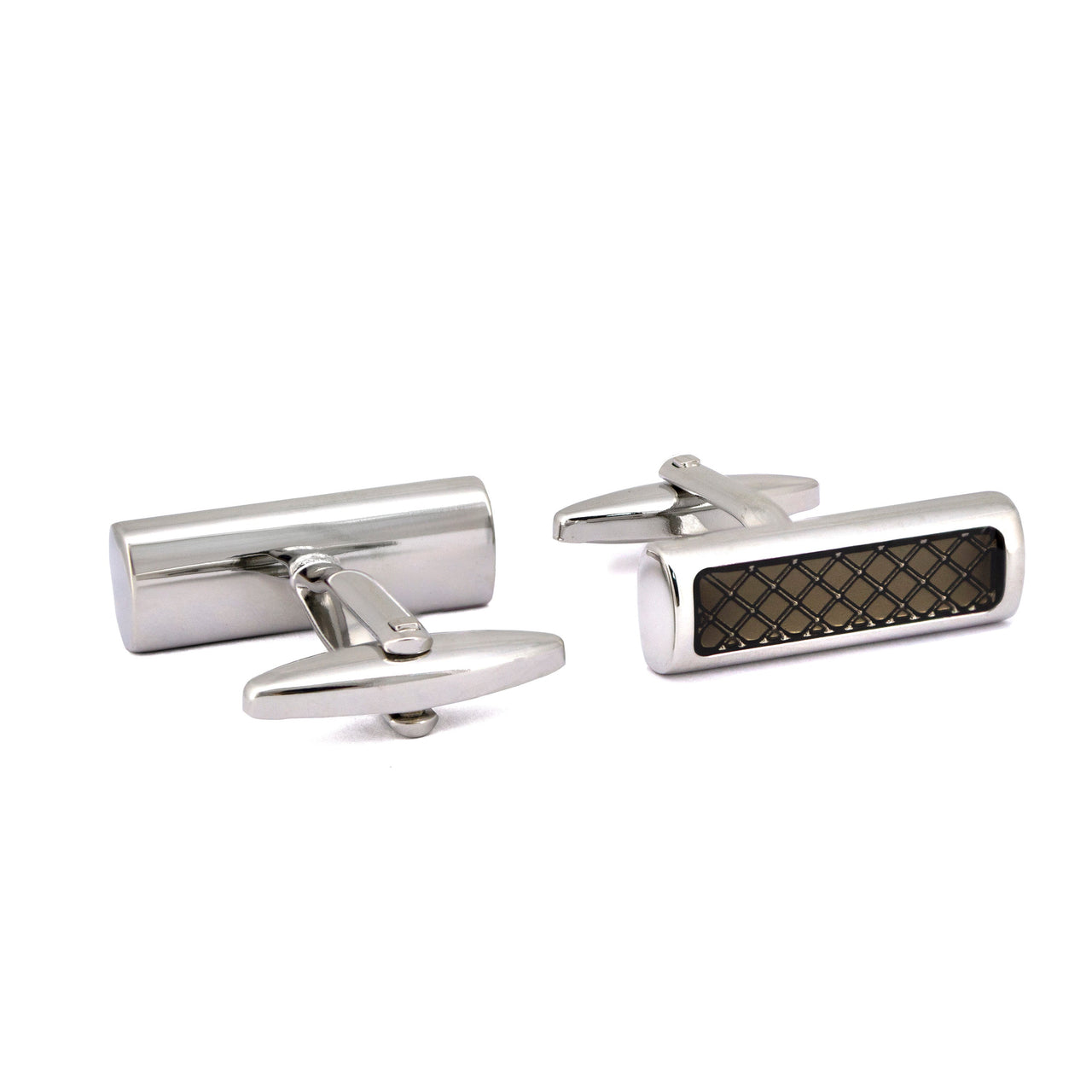 Rectangle Black Enamel Check Details Cufflinks M