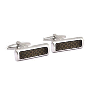 Rectangle Black Enamel Check Details Cufflinks M