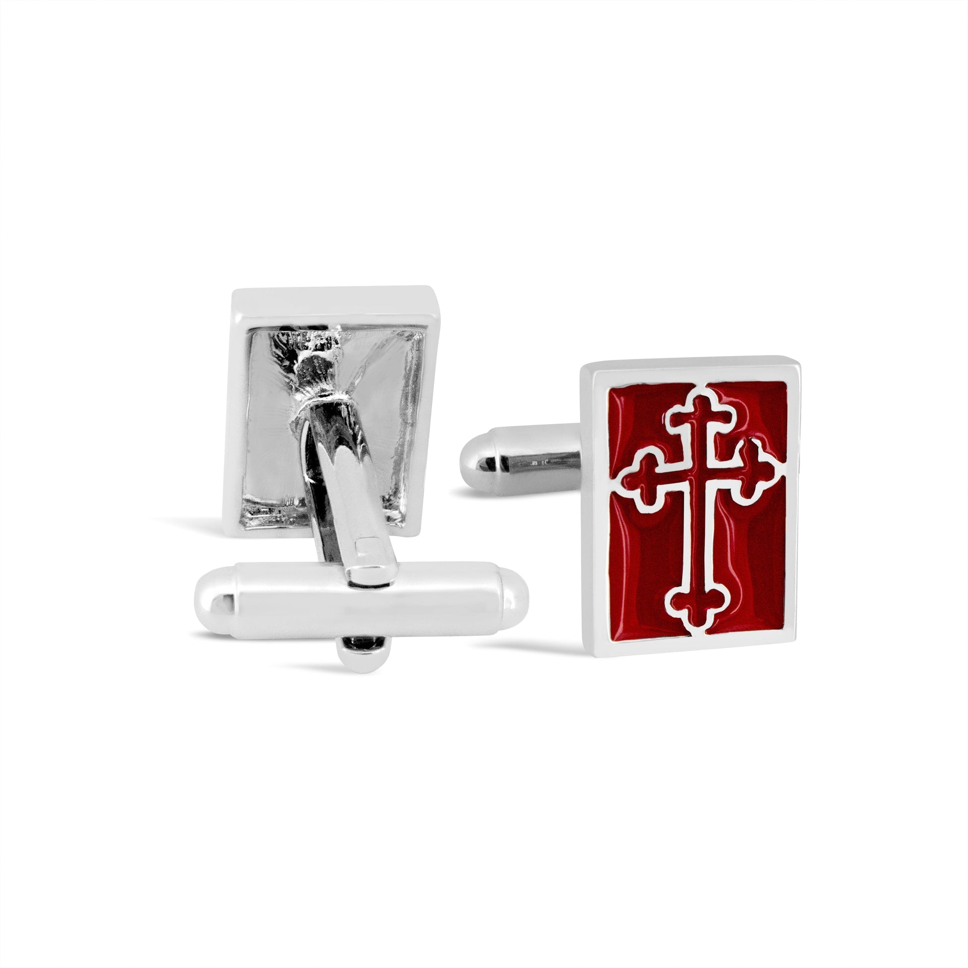 Rectangle Sword Cross Cufflinks in Red M