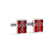 Rectangle Sword Cross Cufflinks in Red M