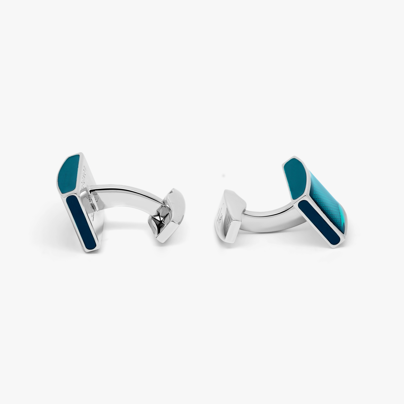 Rettangolo Ice cufflinks with blue enamel - Tateossian