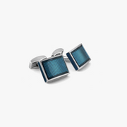 Rettangolo Ice cufflinks with blue enamel - Tateossian