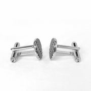 Silver Round with vertical and horizontal stripe Cufflinks