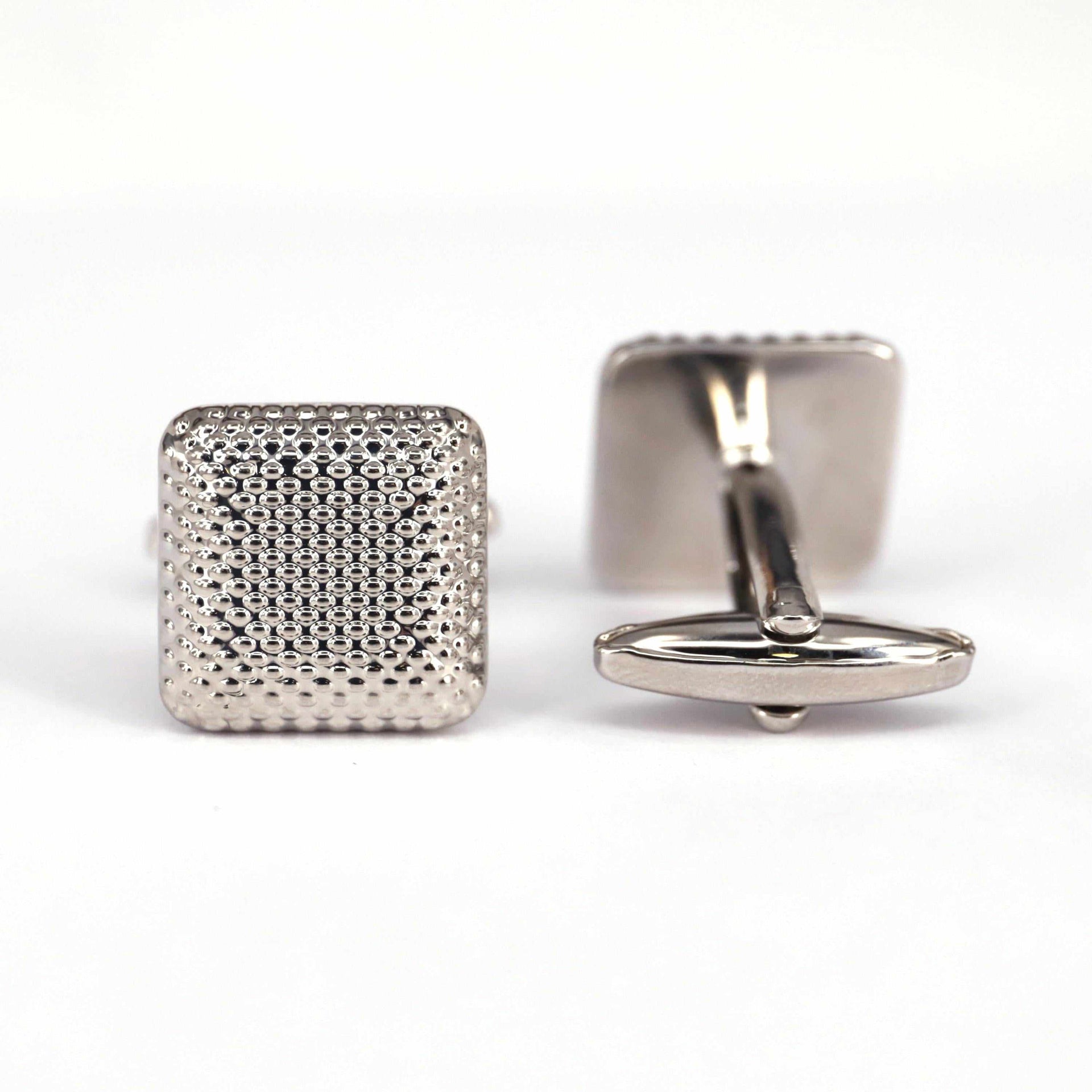 Silver Square Cufflinks with Indented Dots