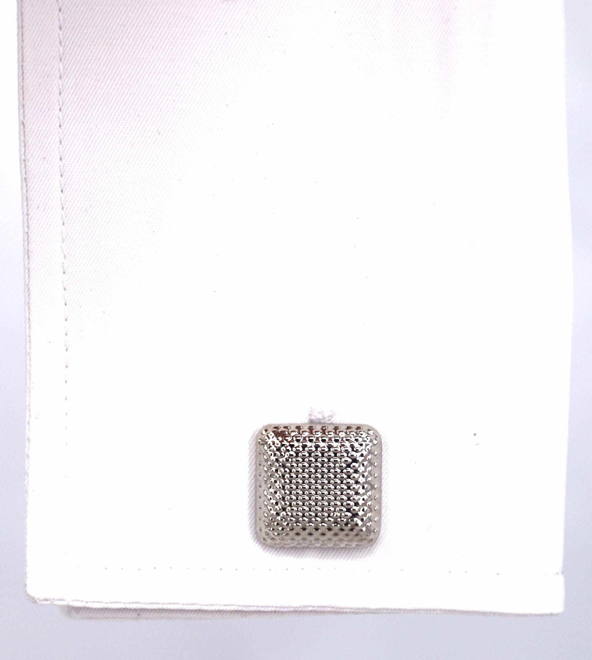 Silver Square Cufflinks with Indented Dots