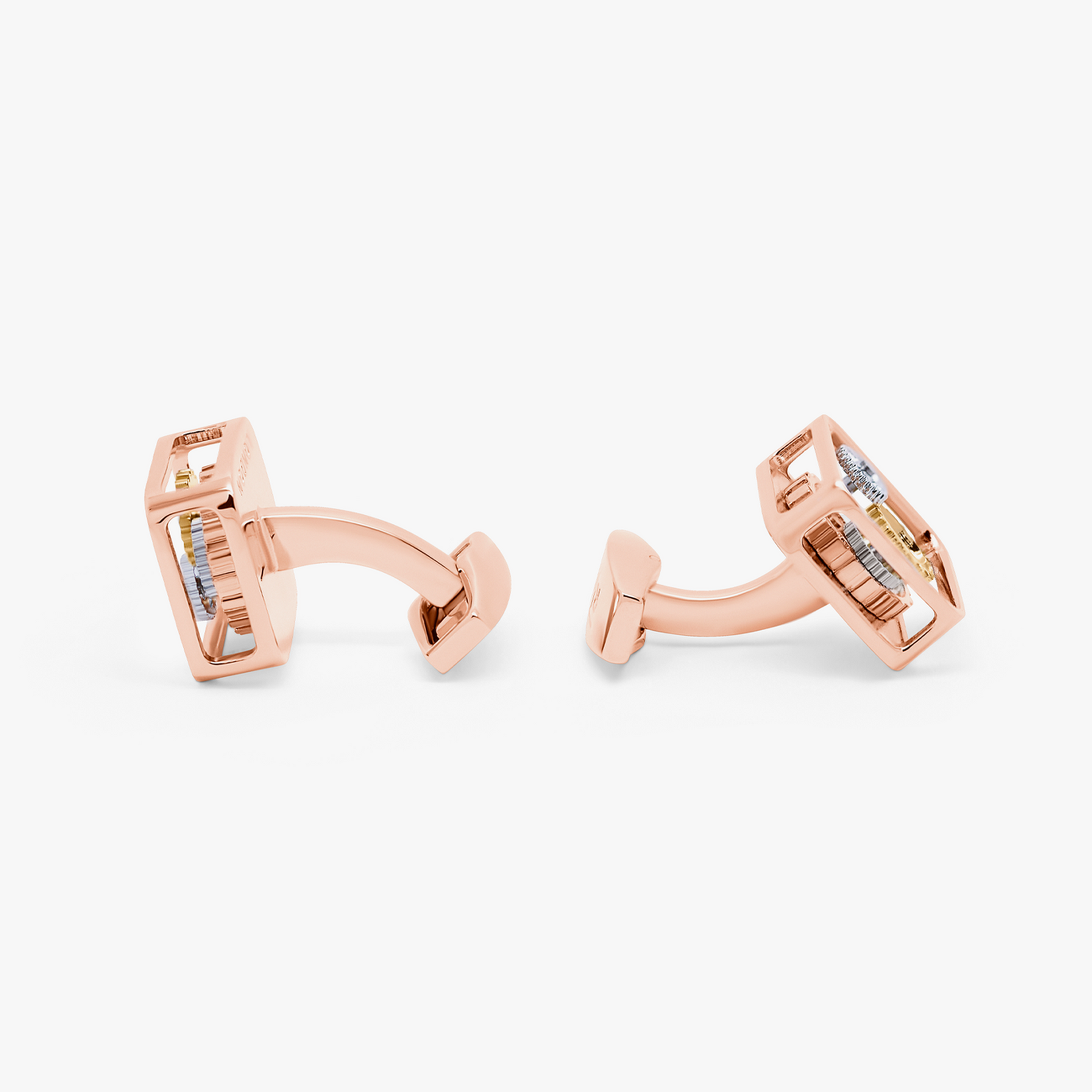 Square Gear cufflinks in rose gold plated stainless steel - Tateossian